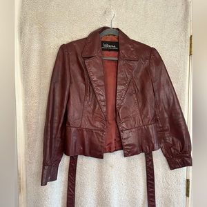 Deep red genuine leather jacket